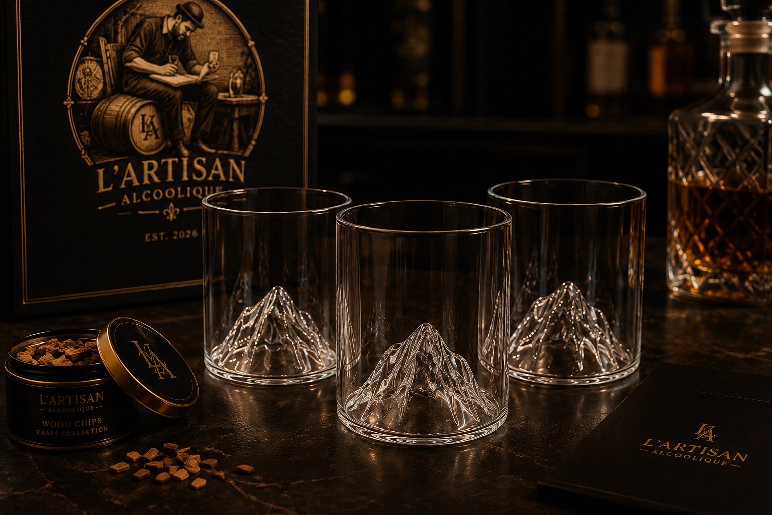 Japanese mountain whiskey glass, side view
